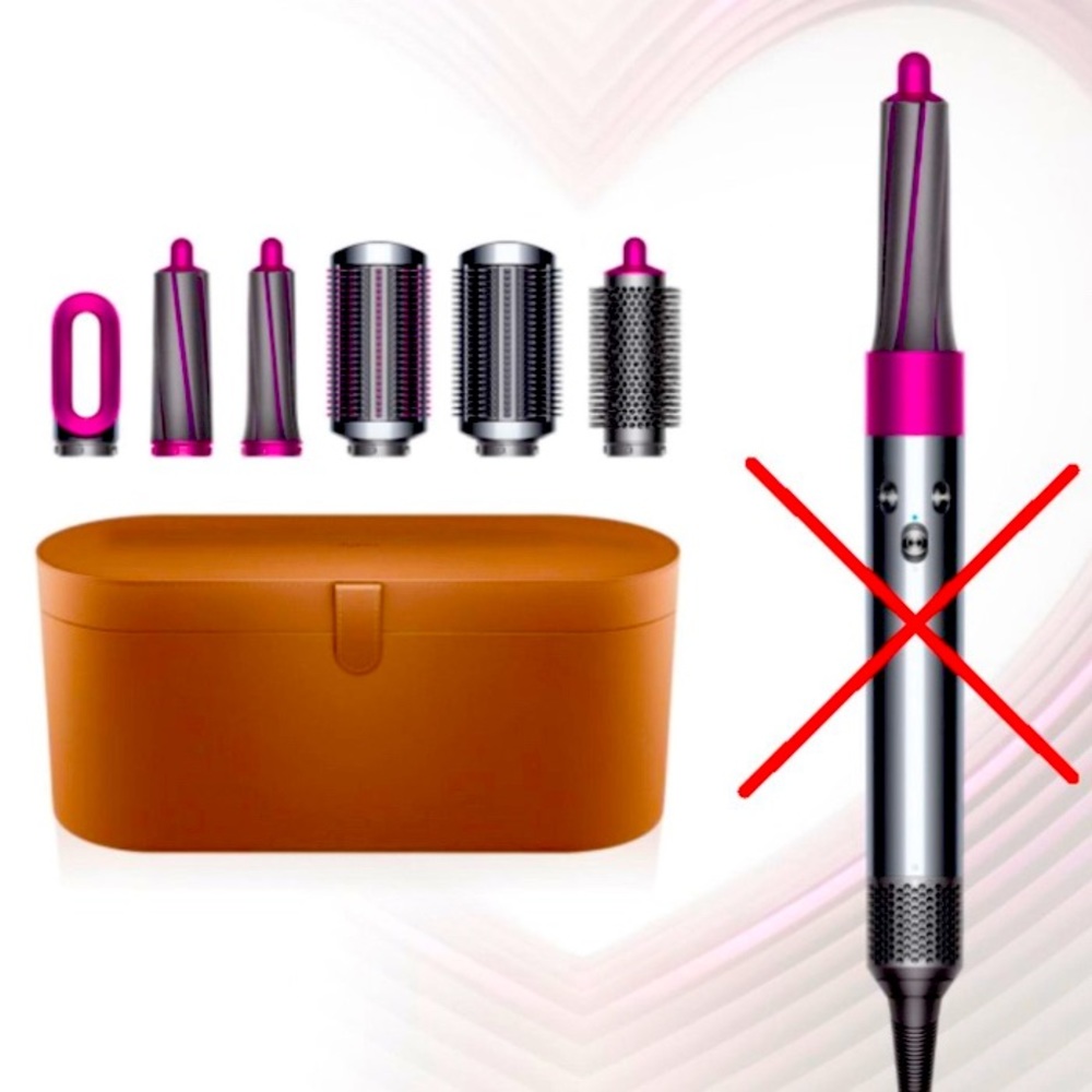 New Dyson Airwrap Nickel/Fuschia Attachments & Case, BASE NOT INCLUDED